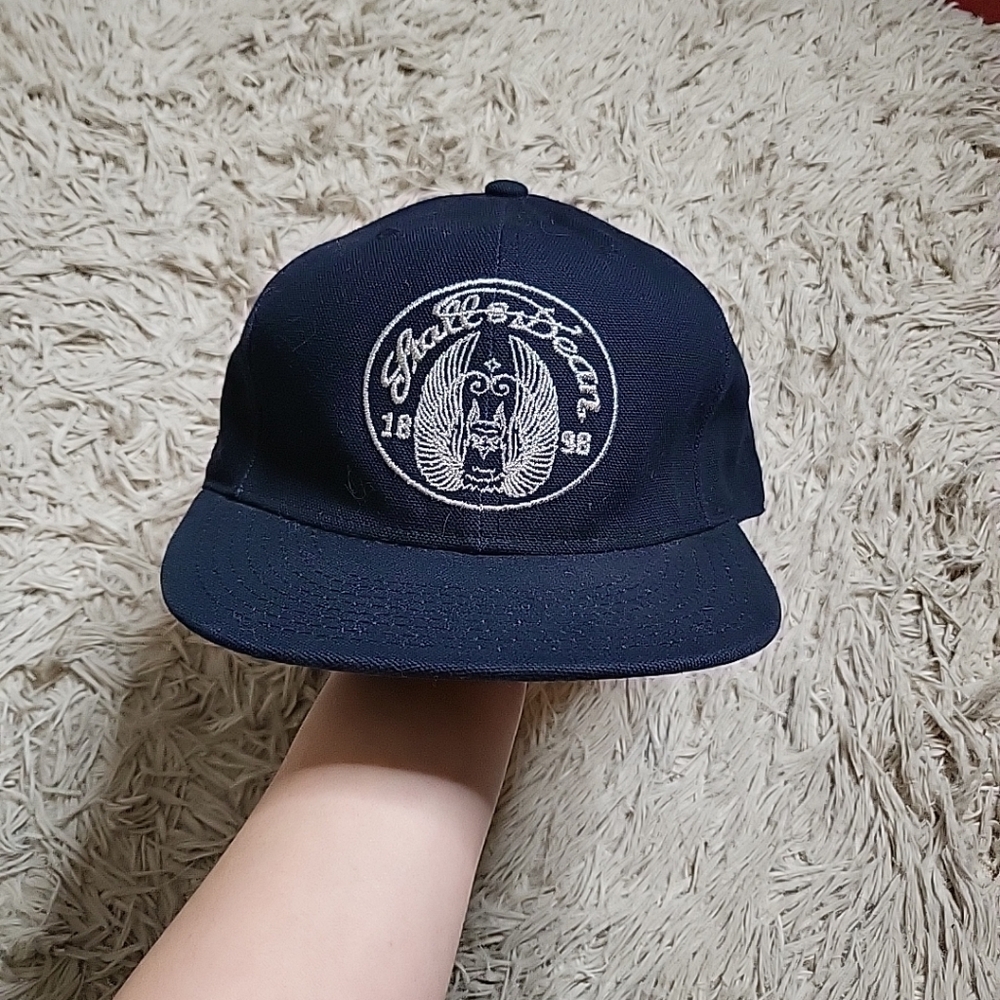 Stall & Dean Fitted Hat Baseball Cap Hat Navy Blue & Silver 7 7/8 Cotton Street